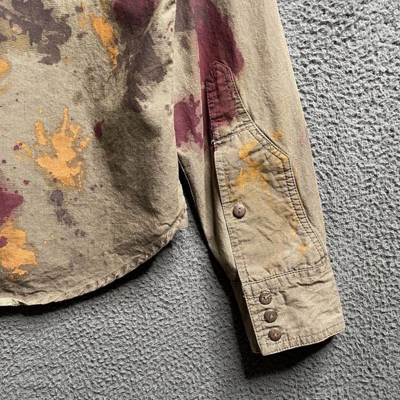 PRPS Shirt Men Large Paint Splatter Acid Wash Pockets Long Sleeve Button Up - Picture 15 of 16